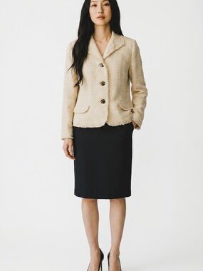 Sigrid Olsen Collection Cream Textured Bouclé Women’s Jacket - EUC